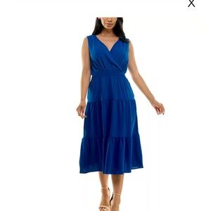 Nina Leonard Royal Blue Midi Dress